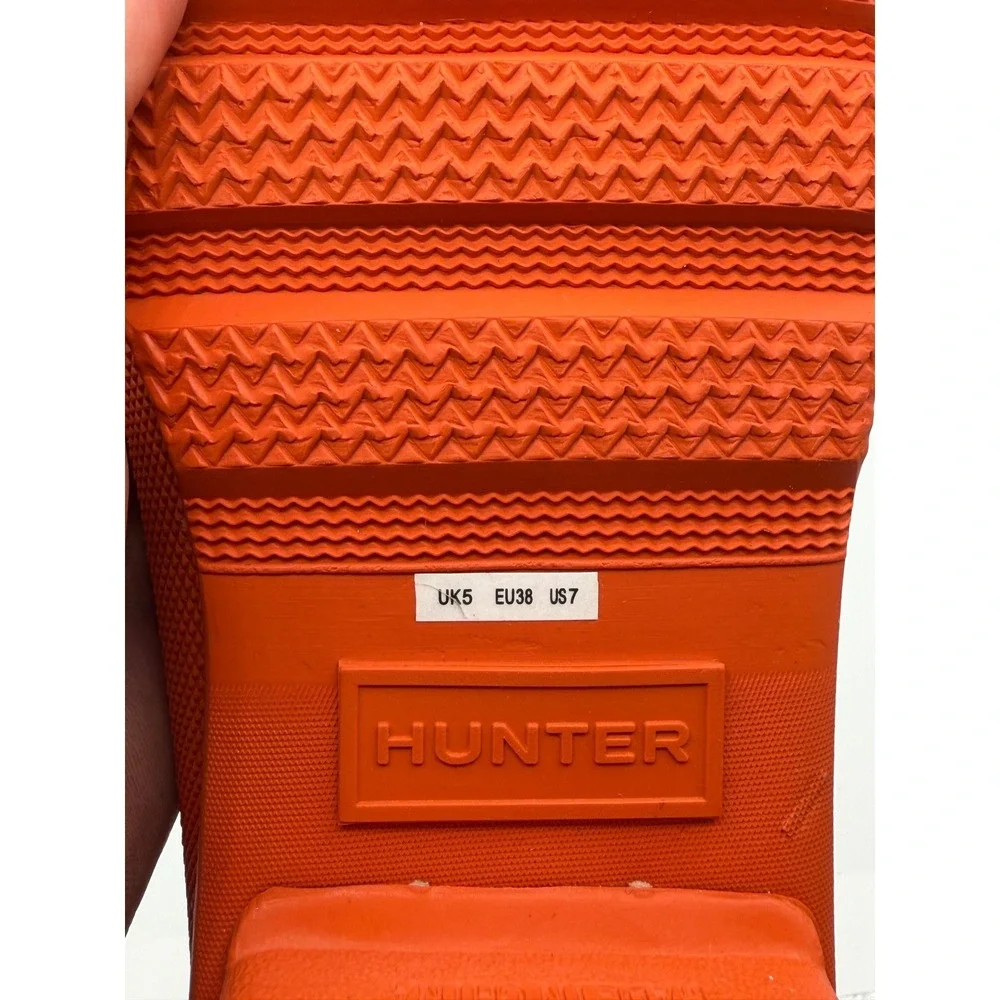 Hunter Original Chelsea Rain Boots Orange Waterproof Rubber Women's 7‎ MSRP $175